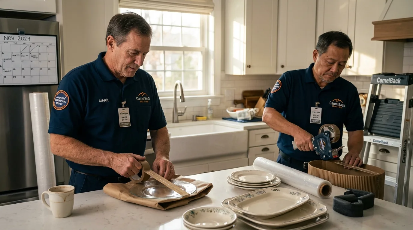 Professional crew packing kitchen dishware in Claymont, DE